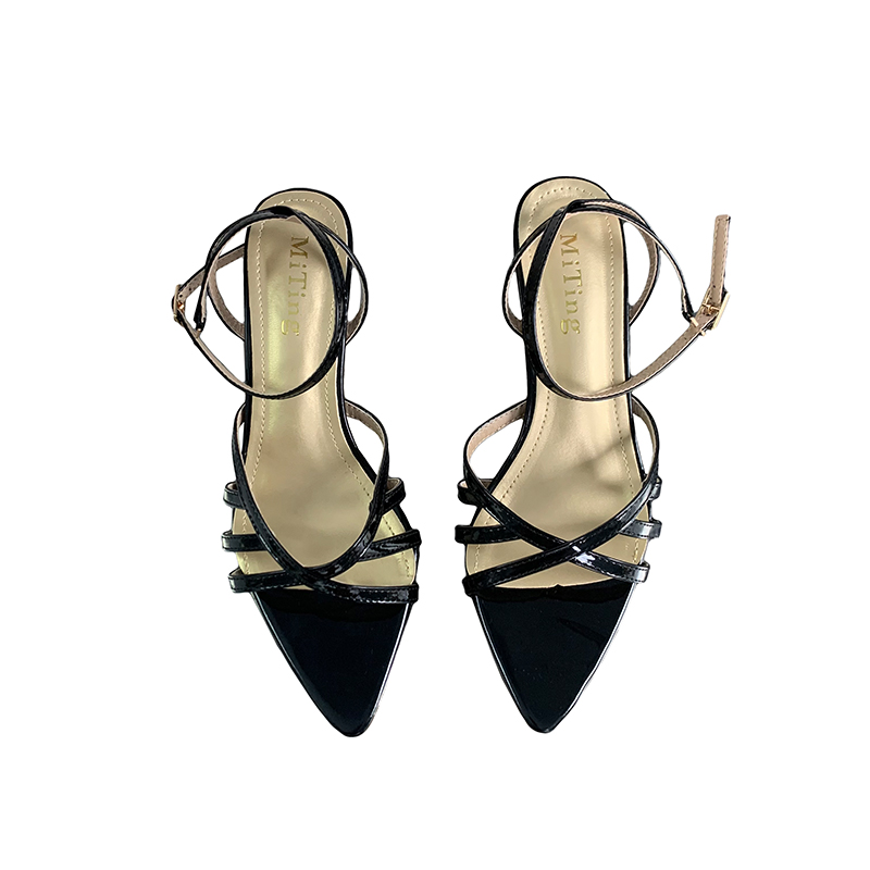 Miting 2023 Summer New Cross Strap High Heel Women's Korean Style Ankle Strap Thin Heel Pointed Toe Open Toe Sandals - Image 5