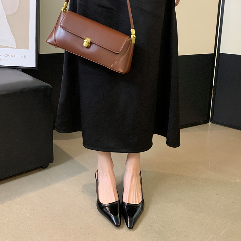 Women's Pointed Toe High Heel Sandals 2024 Spring New Style Thin Heel Ankle Strap Open Toe Shoes - Image 4