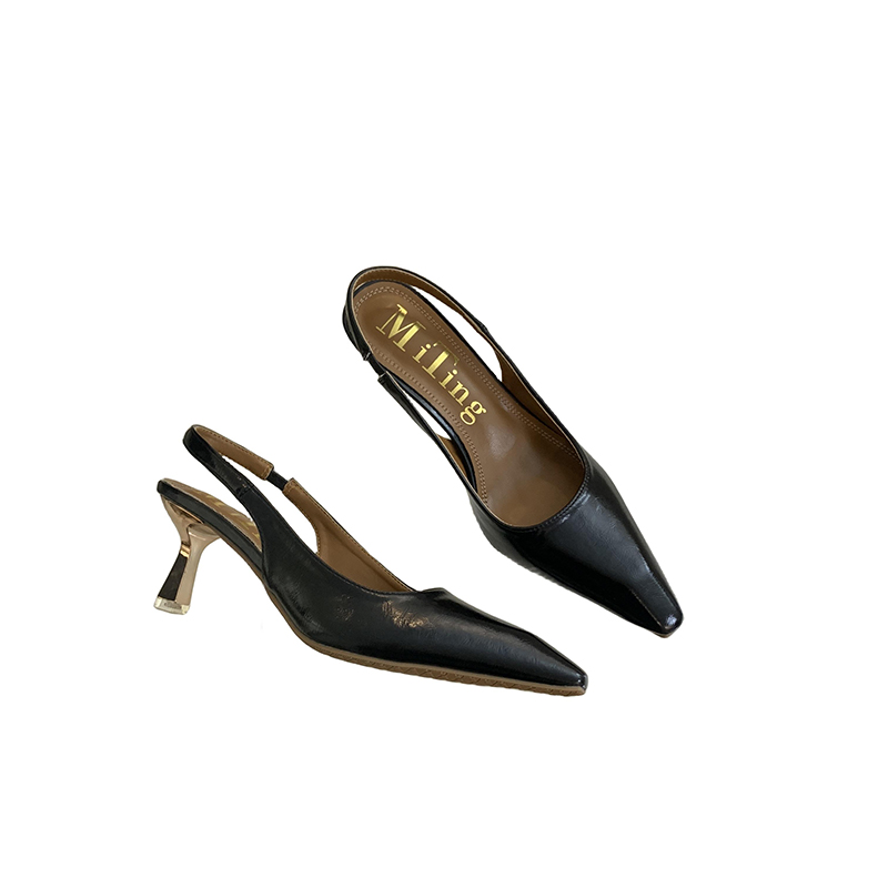 Women's Pointed Toe High Heel Sandals 2024 Spring New Style Thin Heel Ankle Strap Open Toe Shoes - Image 5
