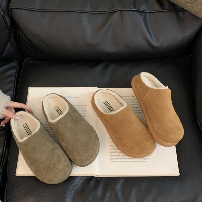 Wool Potato Women's Faux Fur Lined Slippers with Hidden Heel Loafers Real Leather Winter Shoes