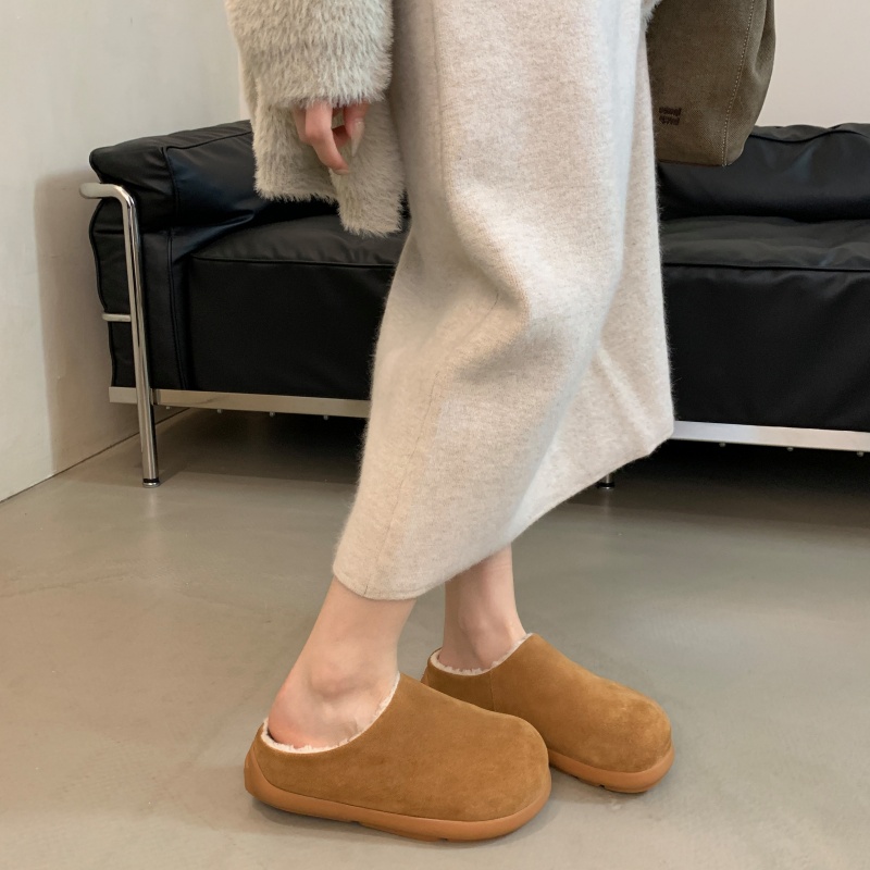 Wool Potato Women's Faux Fur Lined Slippers with Hidden Heel Loafers Real Leather Winter Shoes - Image 2